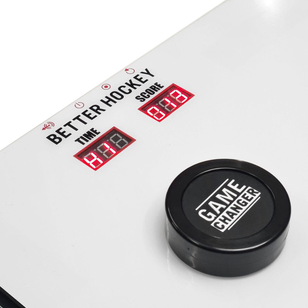 Kontrollpanel med timer och poäng på Better Hockey Game Changer för klubbtekniksträning.