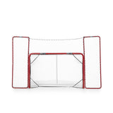 Extreme hockeymål backstop med nät som stoppar skott utanför målet, perfekt för hemmaträning.