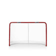 Extreme Hockey Goal Pro Steel med röd ram och vit nät, designad för att motstå hög hastighetsskjutningar och enkel förvaring.