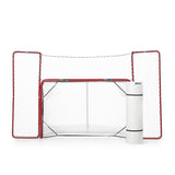 Hockeymål med skottramp för att öva precision och förbättra skottteknik hemma.