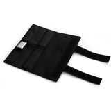 Black waist training belt featuring adjustable straps and multiple pockets for storing essentials during workouts.